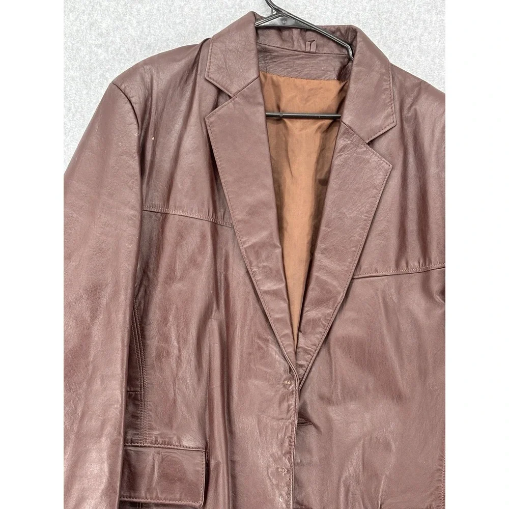 Vintage Sears The Leather Shop Brown Leather Blazer Jacket 46R Men's